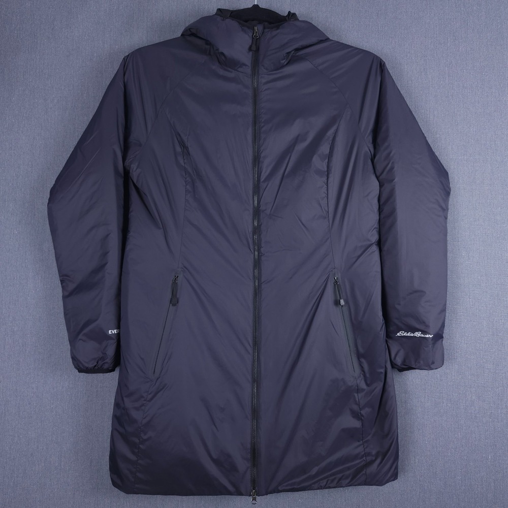 Eddie Bauer EverTherm Down Hooded Parka Womens Large Dark Gray ThinDown